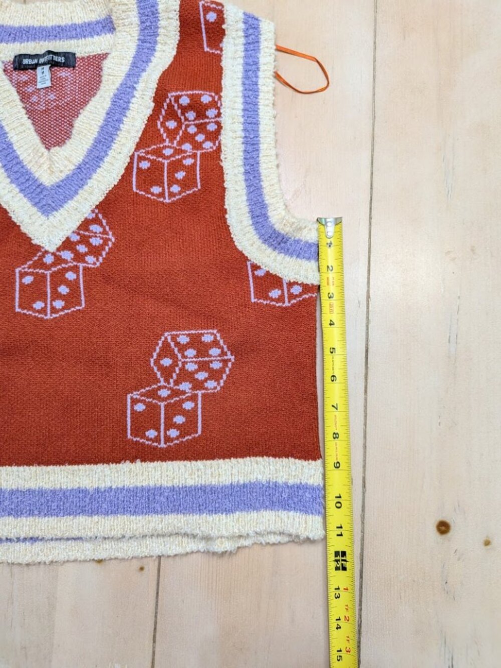 Urban Outfitters Dice Sweater Vest Medium Rust Lavender Y2K - Picture 12 of 12